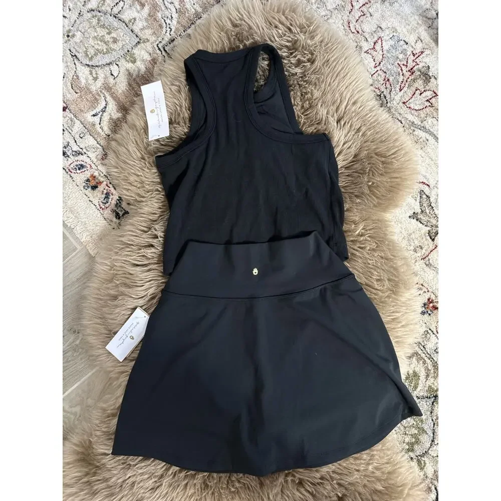NEW Spiritual Gangster Set Small Tori Crop Tank Nyla Active Skirt Black NWT